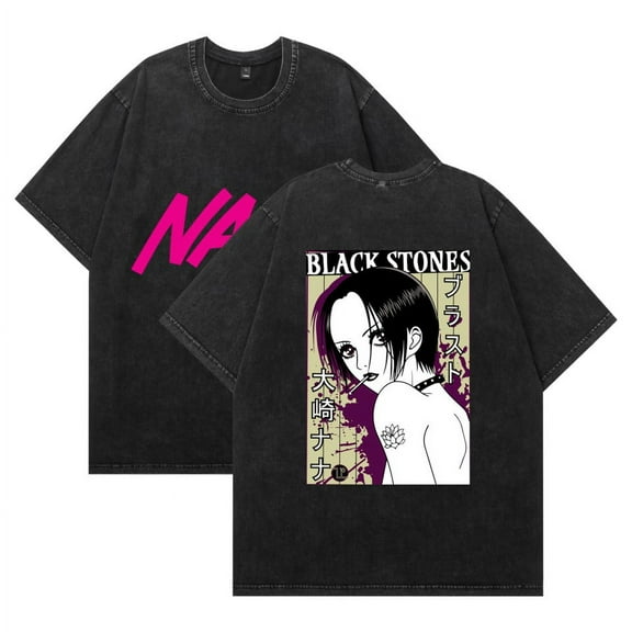 Leveorch Washed vintage NANA cotton T-shirt anime street hip-hop short-sleeved pattern summer unisex clothing