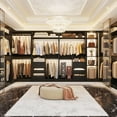 thumbnail image 3 of iSunirm Walk-in Closet System with 3 Wooden Drawers, 36" Standing Wardrobe Closet with 2 Hanging Rods and Shelves, Wardrobe Closet for Bedroom, Living Room, 36"L x 80"H x 16"W, Black, 3 of 9