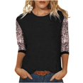 thumbnail image 1 of Women Tailles Multiples Mode Classique Jeune Impression à Manches Longues Polyester Top Chemisier Shirt (Noir, S), 1 of 7