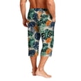 thumbnail image 6 of Mens Swim Trunks Men's Casual Hawaiian Print Drawstring Cropped Capri Pants Summer Swim Trunks Beach Shorts with Elastic Waist Resort Style for Vacation Pool Luau Army Green L, 6 of 9