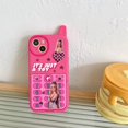 thumbnail image 1 of Fundas de teléfono con espejo de tocador para iPhone, cubierta trasera roja Kawaii, estilo Barbies, 14, 13, 12, 11 Pro Max Fivean unisex, 1 of 2
