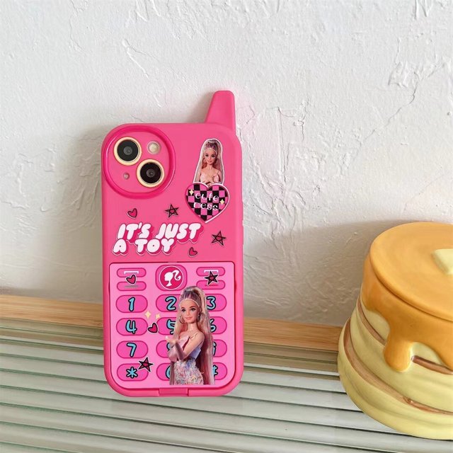 Fundas de teléfono con espejo de tocador para iPhone, cubierta trasera roja Kawaii, estilo Barbies, 14, 13, 12, 11 Pro Max Fivean unisex