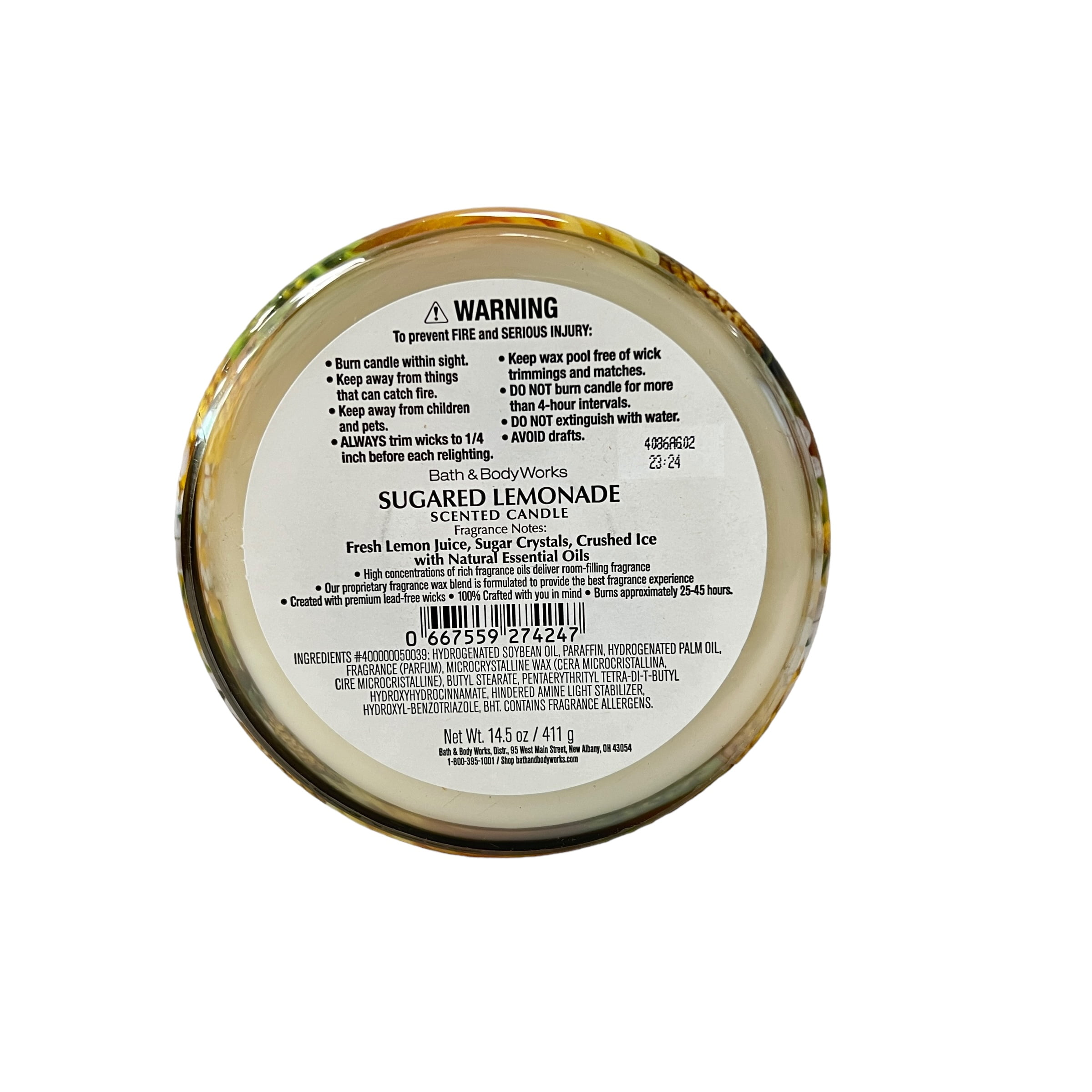 Bath & Body Works Sugared Lemonade 3 Wick Scented Candle