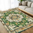 thumbnail image 4 of Green Boho Area Rugs 5x8 for Living Room, Vintage Ethnic Tribe Southwestern Non Slip Washable Rug Runner, Low Pile Indoor Floor Carpet Mat Bathroom Rugs for Bedroom, Kids Room, 4 of 9