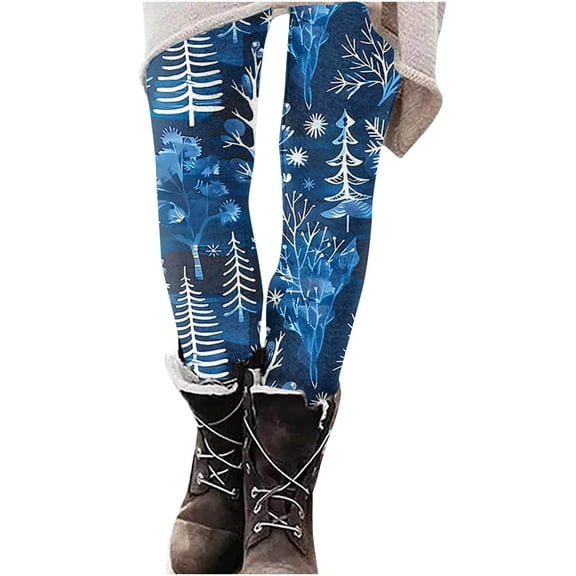 Mingw Funny Santa Snowflake Print Costume Holiday Tights Leggings High Waist Workout Leggings Ugly Christmas Yoga Pants Christmas Leggings for Women ,Blue,L