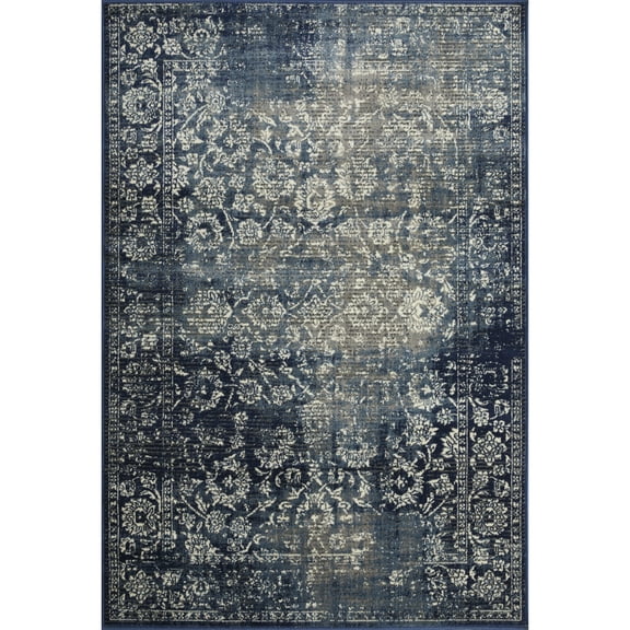 Loomaknoti Aysal Alazah 4' x 6' BLUE Floral Indoor Area Rug