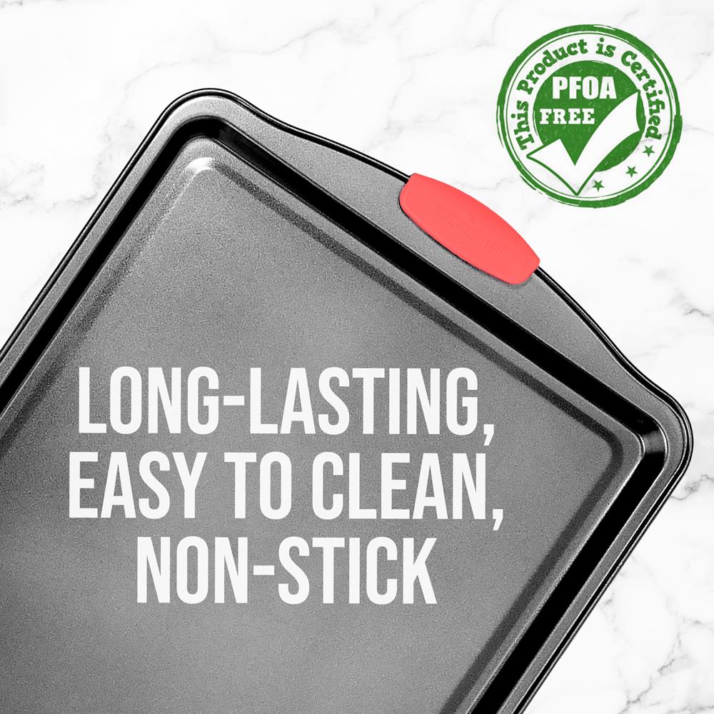 NutriChef 15” Non-Stick Cookie Sheet, Medium Gray Commercial Grade Quality Carbon Metal Bakeware