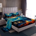 thumbnail image 1 of Full Size Camper Sheets for Travel Trailers, Happy Camping Sheet Set Travel Car Rv Accessories Full Bed Sheets Set, Tents for Camping Adventure Design Flat Fitted Sheet Cartoon Room Decor, 1 of 5