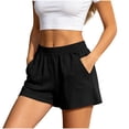 thumbnail image 4 of Hurxie Sweat Shorts for Women Casual Summer Athletic Short Elastic Waist Comfy Lounge Shorts Bottoms with Pockets Black,XL, 4 of 7