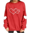 thumbnail image 3 of Hearts Printed Tops for Women Cute Valentines Day Holiday Outfits Long Sleeve Crewneck Sweatshirt Lover Gifts (L, Red #D), 3 of 7