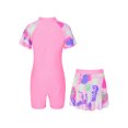 thumbnail image 2 of IEFIEL Kids Girls Cartoon Graffiti Print Swimsuit Short Sleeve Front Zipper Jumpsuit with Skirt Rash Guard Bathing Suit, 2 of 7