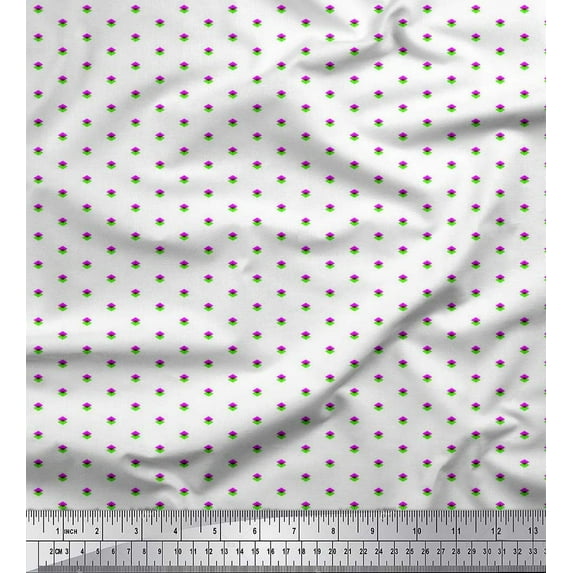 Soimoi Cotton Voile Fabric Diamond Shirting Print Fabric by The Yard 56 Inch Wide