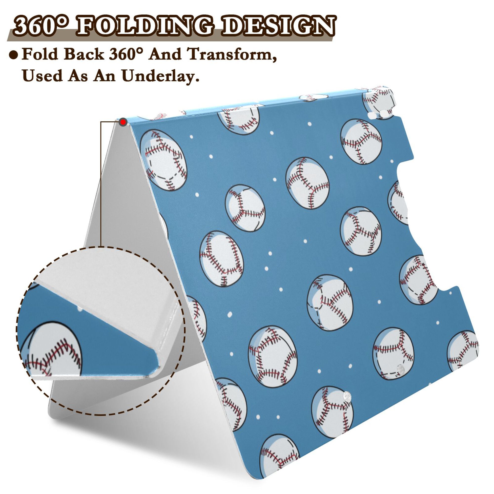 FORMRS A4 Clipboard Folder with Pen Holder Horizontal Foldable School Office Binder, Baseballs Pattern