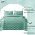 thumbnail image 7 of Exclusivo Mezcla Bed Quilt Set King Size for All Seasons, Stitched Pattern Quilted Bedspread/ Bedding Set/ Coverlet with 2 Pillow shams, Lightweight and Soft, Turquoise, 7 of 7