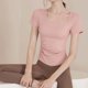 thumbnail image 5 of Tejiojio Women's Seamless Sports Yoga Top Built-in Bra Short Sleeve Buttery Soft Casual Gym T-Shirt, 5 of 8