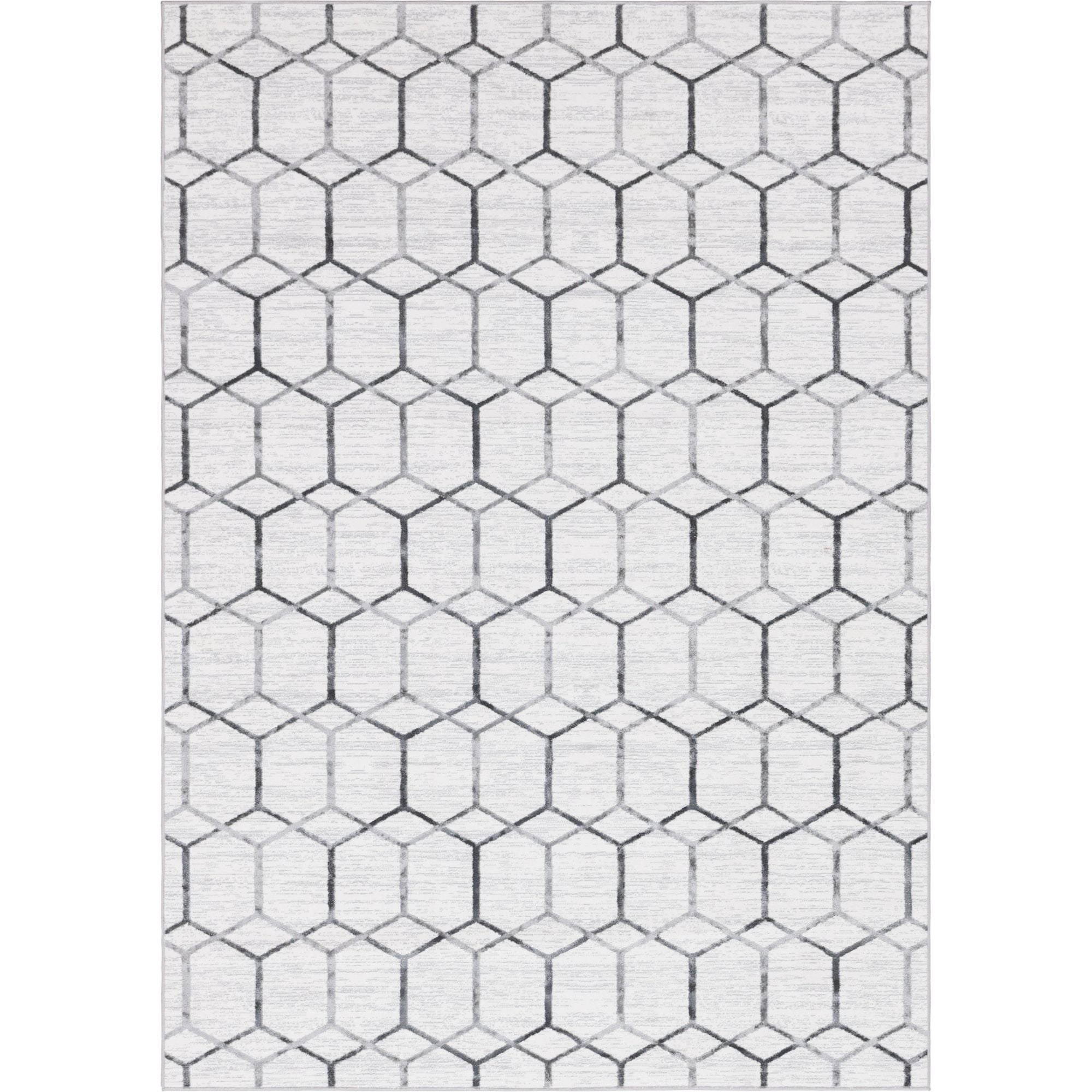 Unique Loom Tile Matrix Trellis Rug White/Gray 7' x 10' Rectangle
