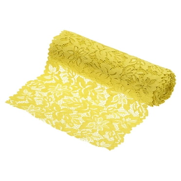 Uxcell 8.5 Inch Wide 5 Yard Lace Ribbon Floral Pattern Yellow Spandex Lace Trim for Sewing Making, DIY Crafts