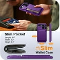 thumbnail image 4 of Oupeigar para iPhone 16e 6.1" Billetera RFlD con Bloqueo, Tarjetero, Cubierta de Cámara, Funda Protectora de Teléfono de Silicona Resistente a Golpes - Morado, 4 of 10