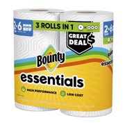 Bounty Essentials Paper Towels Select-A-Size, 2 Triple Rolls, White, 162 Sheets Per Roll