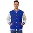 thumbnail image 1 of Chaqueta de béisbol Varsity para hombre, bloque de color, uniforme escolar, chaquetas de bombardero Letterman, azul medio, gris Unique Bargains Chaqueta, 1 of 5