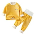 thumbnail image 1 of Gibobby Conjunto de Sudadera y Leggings de Lana Conjunto de pijamas de ropa interior térmica para niños y niñas, ropa gruesa de otoño e invierno para bebés(Amarillo, 3-6 Meses), 1 of 3