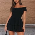 thumbnail image 4 of Mini Vestido Vestido ajustado de jacquard con cuello desbocado Ygjytge para Mujer Negro T XXL, 4 of 6