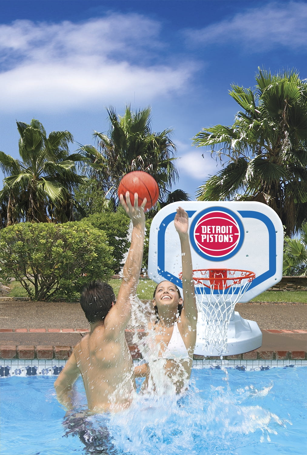 Poolmaster Detroit Pistons NBA USA Competition-Style Poolside Basketball Game