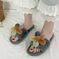 thumbnail image 5 of Anuirheih Clearance Slip on Sandals Women,Women's Fuzzy Slippers Plush Sandals Cozy Furry Slides Soft Warm House Shoes Flower(Gray), 5 of 5