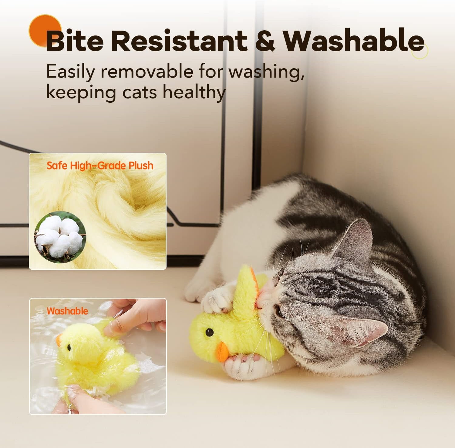 Cat Toy - Rechargeable Flapping Duck with Catnip, Touch-Activated Chirping Sound, Fluttering Wings Interactive Plush, Kitten Kicker Toy for All Breeds(1Pcs, B)