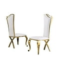 thumbnail image 2 of Elegant Side Chairs in White Faux Leather and Gold Stainless Steel (Set of 2), 2 of 2