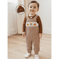 thumbnail image 6 of Newborn Baby Boy Girl My First Halloween Thanksgiving Outfit Long Sleeve Turkey Pumpkin Romper Suspender Pants Hat Fall Winter Clothes, 6 of 9