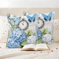 thumbnail image 3 of Blue Hydrangea Floral Outdoor Waterproof Pillow Covers, Spring Retro Butterfly Botanical Decorative Square Throw Pillowcase Sofa Cushion Sham for Patio/Couch/Chair, 16"x16" 2 Pack, 3 of 8