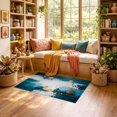 thumbnail image 2 of ODIKA 3'x5' Ultra-Soft Throw Mat, Abstract Modern Splatter Art With Distressed Ocean Blue And Gray Blend None Washable, Bare feet friendly, Easy Care Indoor rug for Bedside, Vanity, 2 of 7