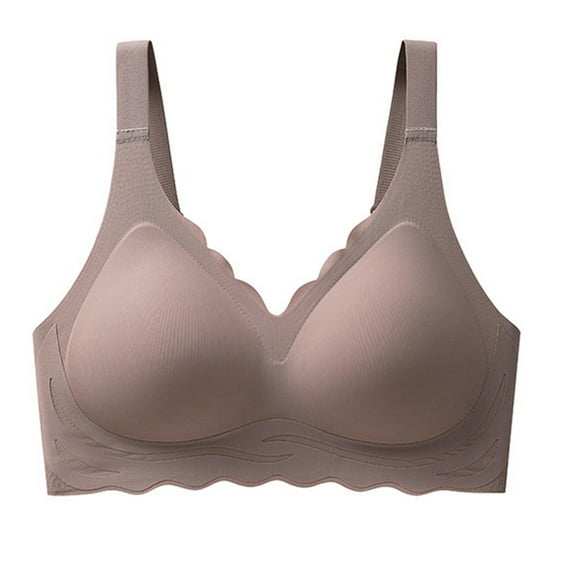 Ohufall Women Plus Size Seamless Bras Solid Comfortable Wireless Gathering Push Up Bras Soft Support Full Coverage Bras