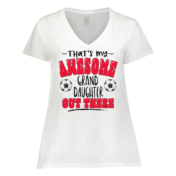 Inktastic That's My Awesome Granddaughter out There with Soccer Balls Women's Plus Size V-Neck T-Shirt