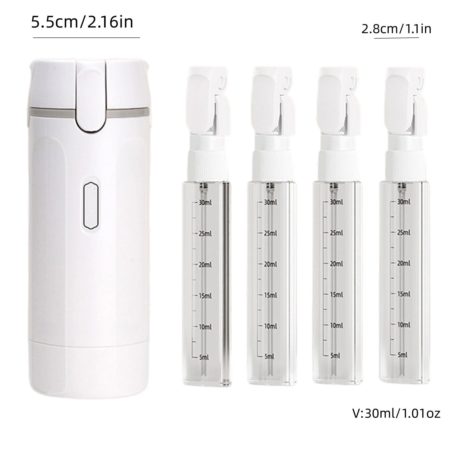 Gytml 4-In-1 Travel Toiletry Dispenser Kit, 30Ml Leak-Proof Refillable Bottles With Storage Case & Labels, Portable Shampoo Lotion Containers For Flights, Gym & Travel(White-A)