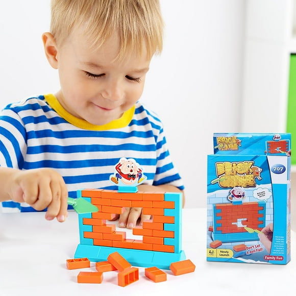 Binmer Board Game Toys Educational Table Game Double Building Blocks Push Wall Toys Suitable For 4 -12 Years Old Children Game Three Animals
