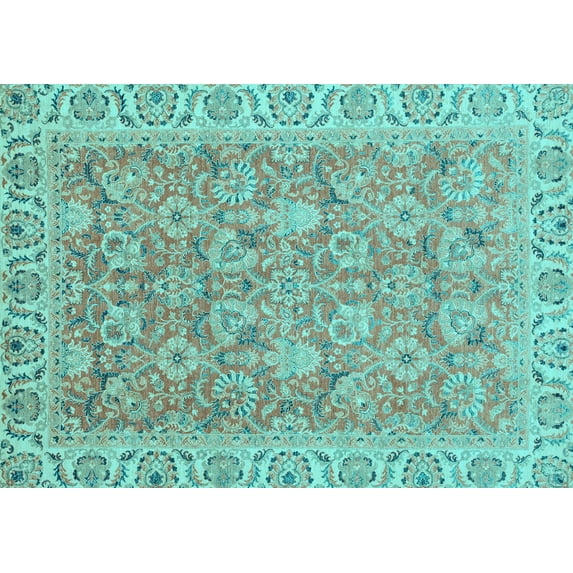 Ahgly Company Indoor Rectangle Abstract Light Blue Modern Area Rugs, 6' x 9'