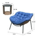 thumbnail image 6 of VIXLON 3 Piece Outdoor Steel Wicker Rattan Chair 'with' Side Table Thick Cushion, Brown/Blue, 6 of 7