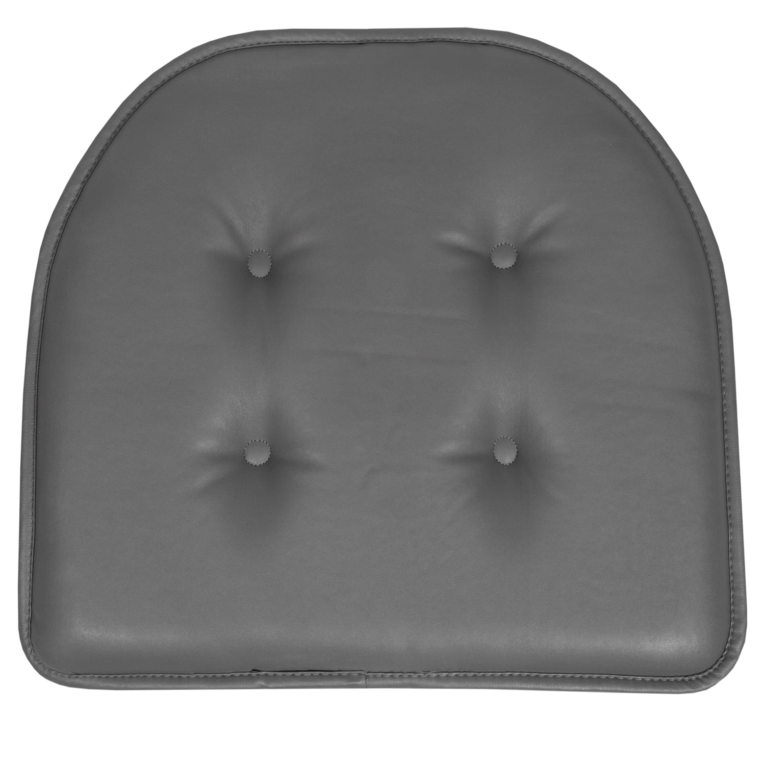 U-Shaped Memory Foam No Slip Back 16 x 17 Faux Leather Chair Pad Cushion 6 Pack - Gray