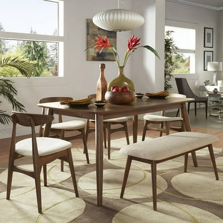 Chelsea Lane Mid Century Modern 6 Pc Dining Set 60 Table Multiple Finishes