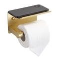 thumbnail image 1 of BGL Portarrollos con repisa para papel higiénico jumbo, dorado cepillado, 1 of 6