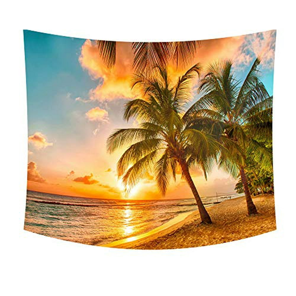 Wamika Summer Hawaii Beach Tapestry Tropical Palm Tree Tapestry Wall