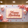 thumbnail image 5 of Pink Balloon Happy Birthday Banner Floral Design Pastel Color Birthday Decor for Kids Party Celebration Event, 5 of 7