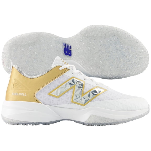 New Balance Mens 4040V8 LE Ring Season Baseball Turfs White/Gold 7.5