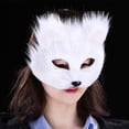 thumbnail image 3 of Máscara de mascarada de animales para hombres y mujeres, media cara, accesorios de actuación para Halloween, Liaozhai, pequeño zorro, 3 of 5