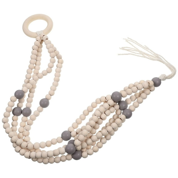 MEIBUTYUP Cotton Rope Plant Hanger with Woven Wood Beads Grey for Kitchen and Home Decor Indoor Outdoor