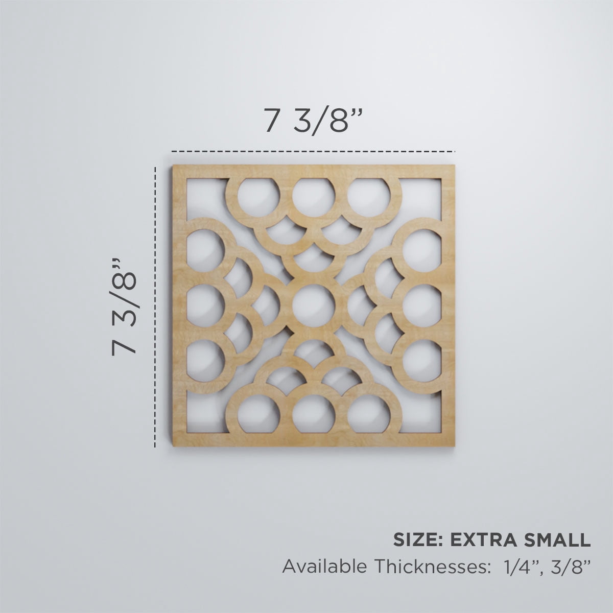 Ekena Millwork 7 3/8"W x 7 3/8"H x 3/8"T Extra Small Harlingen Decorative Fretwork Wood Wall Panels, Cherry