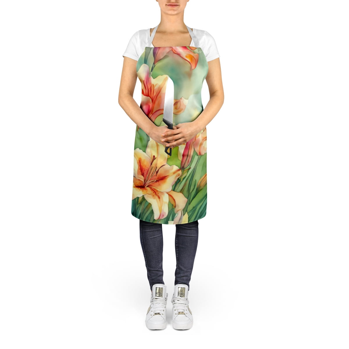 Utah Sego Lilies in Watercolor Apron 27 in x 30 in
