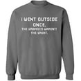 thumbnail image 2 of OXI Crewneck Sweatshirt - I Went Outside Once,Basic Casual Sweatshirts for Men's and Women Fleece Sweatshirt Long Sleeve- Graphite Heather 3X-Large, 2 of 2